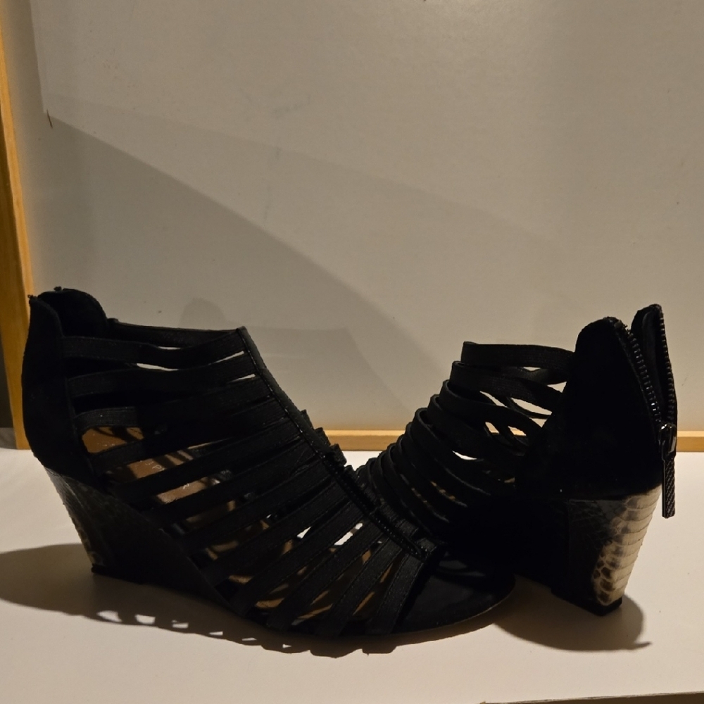 Donald J. Pliner Black Wedge Sandals